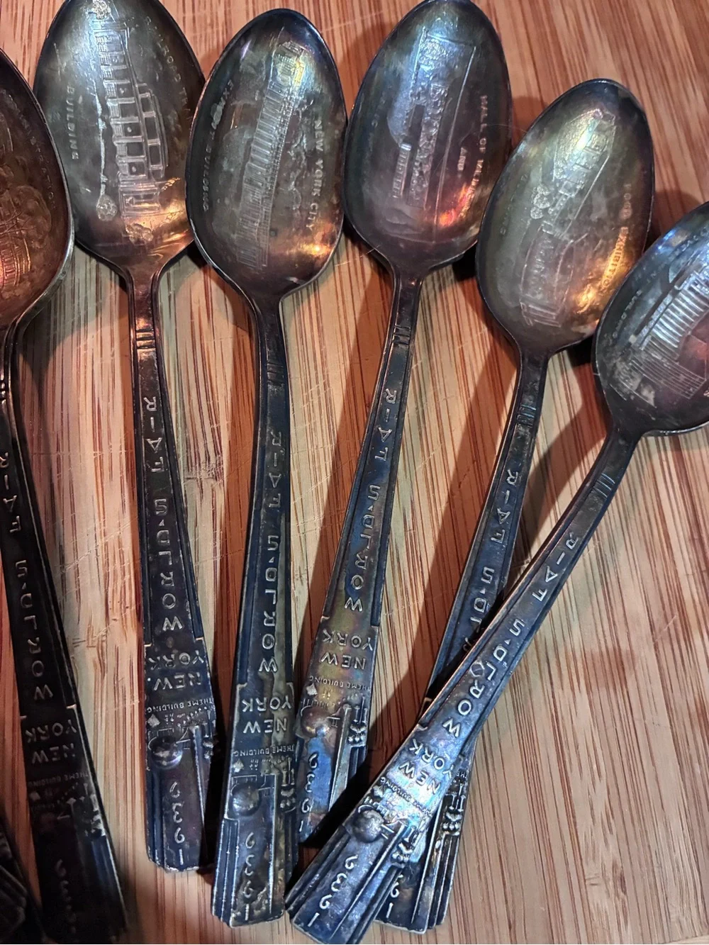 Vintage 1939 World’s Fair Silver-Tone Collectible Souvenir Spoons - Set of 9